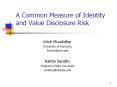 A Common Measure of Identity and Value Disclosure Risk PowerPoint PPT Presentation