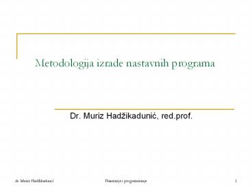 Metodologija izrade nastavnih programa