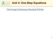 Unit 4: One-Step Equations