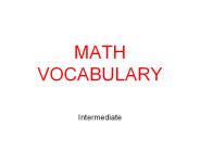 MATH VOCABULARY