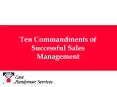 Ten Commandments of Successful Sales Management PowerPoint PPT Presentation