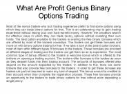 What Are Profit Genius Binary Options Trading