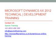 Microsoft Dynamics AX / Axapta technical Training USA UK DUBAI