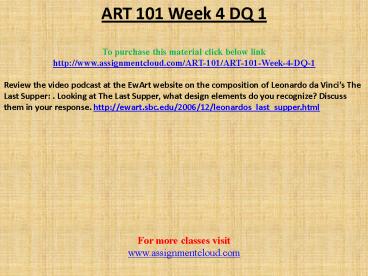 ART 101 Week 4 CheckPoint Design Movements Appendix C