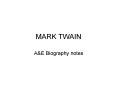 MARK TWAIN PowerPoint PPT Presentation