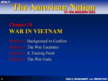Chapter 24 WAR IN VIETNAM