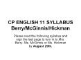 CP ENGLISH 11 SYLLABUS Berry/McGinnis/Hickman PowerPoint PPT Presentation