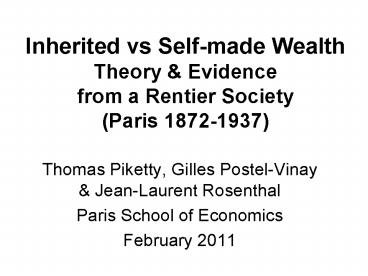 Inherited vs Self-made Wealth Theory