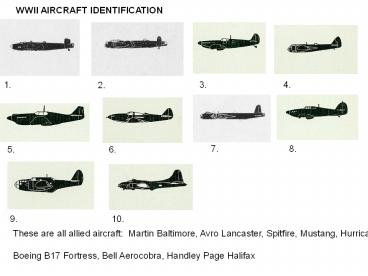 WWII AIRCRAFT IDENTIFICATION