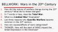 BELLWORK: Wars in the 20th Century PowerPoint PPT Presentation