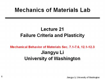 Failure Criteria and Plasticity