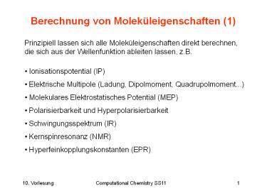 Berechnung von Molek