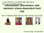 interseismic deformation with aseismic stress-dependent fault slip PowerPoint PPT Presentation