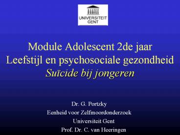 Module Adolescent 2de jaar Leefstijl en psychosociale gezondheid Su