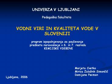 UNIVERZA V LJUBLJANI