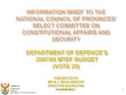 Information Brief to the NATIONAL COUNCIL OF PROVINCES
