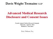 Advanced Medical Research Disclosure and Consent Issues