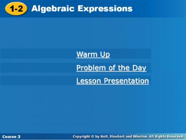 Algebraic Expressions
