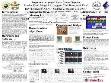 Impedance Imaging for Breast Cancer Diagnosis