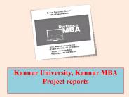 Kannur University, Kannur MBA Project reports