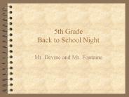 5th Grade Back to School Night