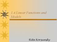 1.4 Linear Functions and Models