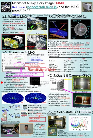 Monitor of All sky X-ray Image ; MAXI