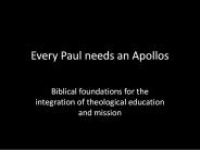 Every Paul needs an Apollos