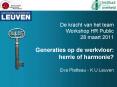 De kracht van het team Workshop HR Public 28 maart 2011 Generaties op de werkvloer: herrie of harmonie?  Eva Platteau - K.U.Leuven PowerPoint PPT Presentation