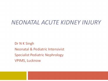 Neonatal Acute Kidney Injury