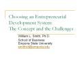 Choosing an Entrepreneurial Development System: The Concept and the Challenges PowerPoint PPT Presentation