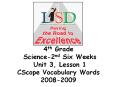 4th Grade  Science-2nd Six Weeks  Unit 3, Lesson 1 CScope Vocabulary Words 2008-2009 PowerPoint PPT Presentation