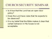 CHURCH SECURITY SEMINAR