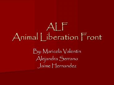 ALF Animal Liberation Front