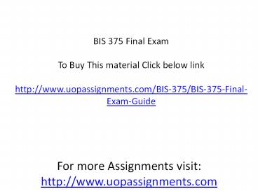 BIS 375 Final Exam