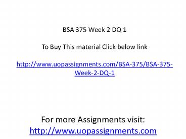 BSA 375 Week 2 DQ 1