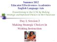 Summer 2012 Educator Effectiveness Academies English Language Arts Transitioning to the CCSS by Making Strategic and Informed Choices in the Classroom PowerPoint PPT Presentation