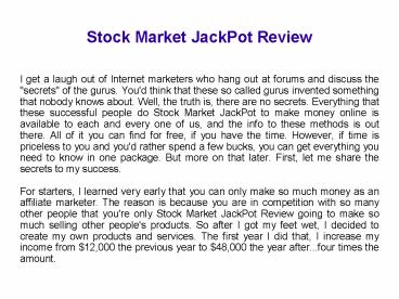 Stock Market JackPot Review