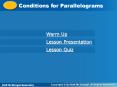 Conditions for Parallelograms PowerPoint PPT Presentation