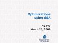 Optimizations using SSA PowerPoint PPT Presentation