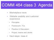 COMM 464 class 3 Agenda
