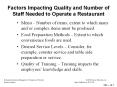 Factors Impacting Quality and Number of Staff Needed to Operate a Restaurant PowerPoint PPT Presentation