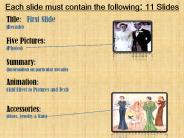 Each slide must contain the following: 11 Slides