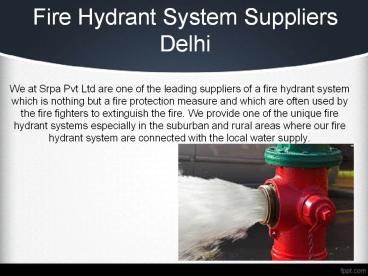 Fire Hydrant System Suppliers delhi