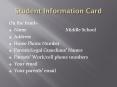 Student Information Card PowerPoint PPT Presentation