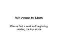 Welcome to Math PowerPoint PPT Presentation