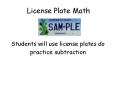 License Plate Math PowerPoint PPT Presentation