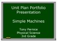 Unit Plan Portfolio Presentation Simple Machines PowerPoint PPT Presentation