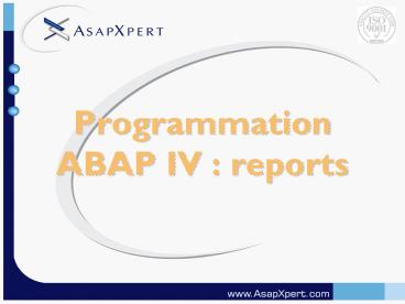 Programmation ABAP IV : reports