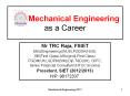 Mechanical Engineering as a Career PowerPoint PPT Presentation